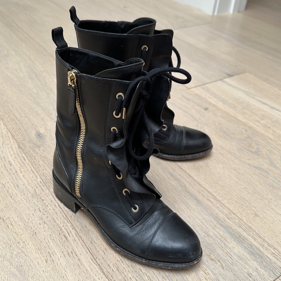 Valentino leather ruffle combat boot - Picture 5 of 12